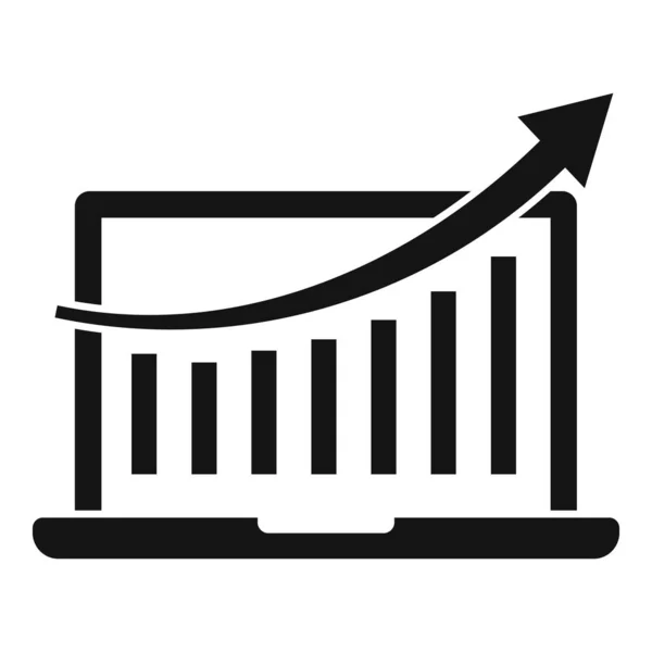 Gráfico gráfico de marketing para computadora portátil icono, estilo simple — Vector de stock