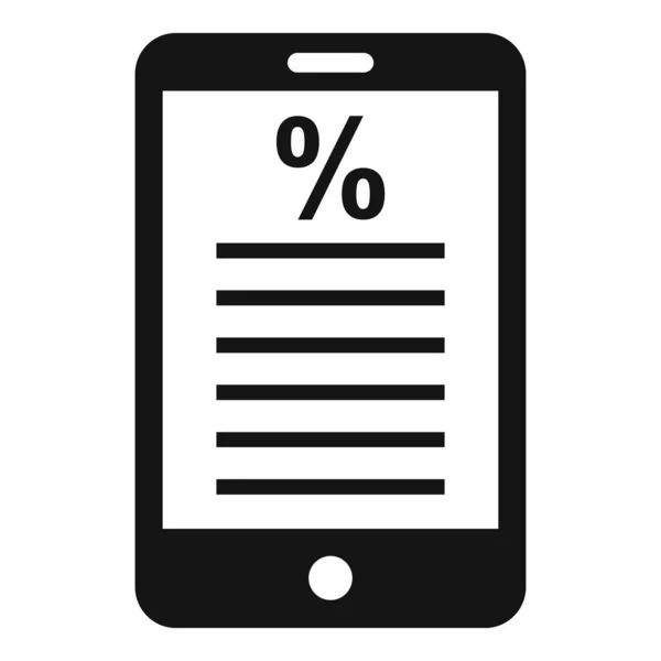 Smartphone icona fiscale online, stile semplice — Vettoriale Stock