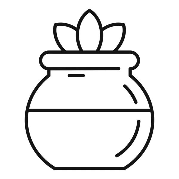 Jar Kräuterpflanzen Symbol, Umriss Stil — Stockvektor