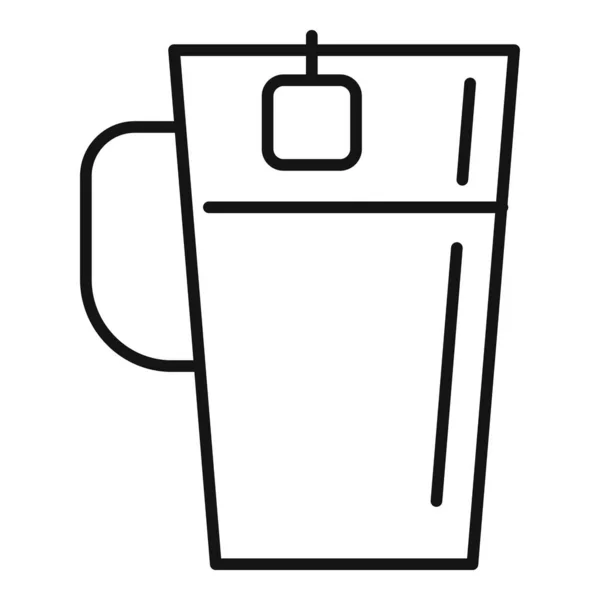 Icône tasse de thé à base de plantes, style contour — Image vectorielle
