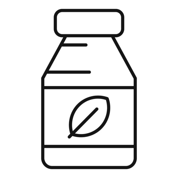 Organic herbal bottle icon, outline style — Stock Vector