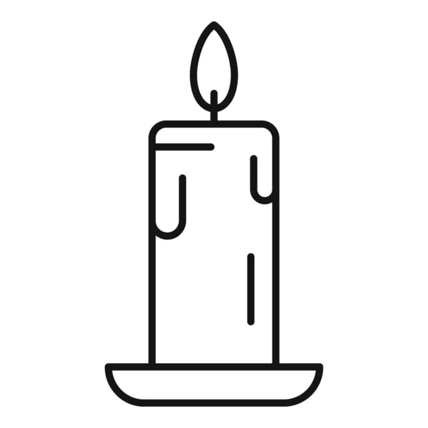 Eco wax candle icon, outline style — Stock Vector