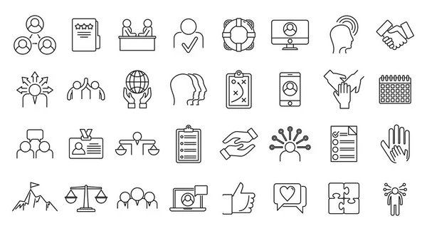 Conjunto de iconos de responsabilidad social, estilo de esquema — Vector de stock