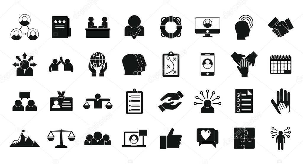 Responsibility icons set, simple style