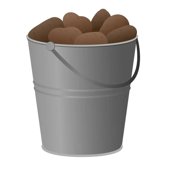 Full potato bucket icon, cartoon style — Stock Vector