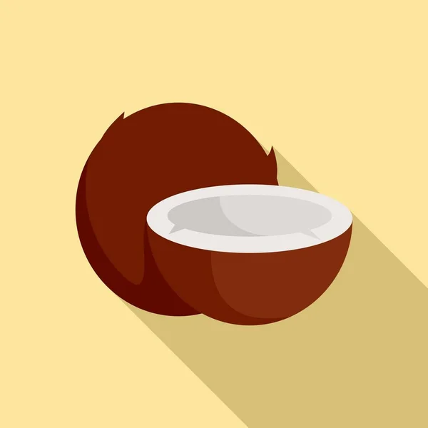 Exotická ikona kokosu, plochý styl — Stockový vektor