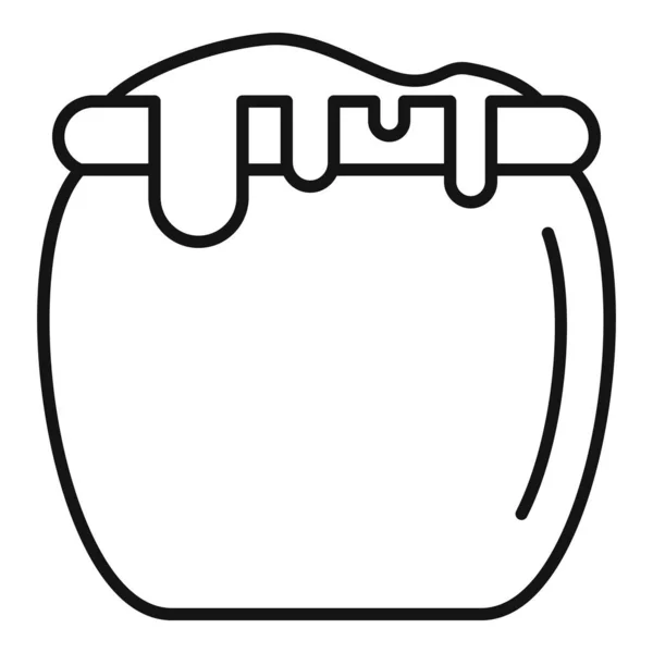 Honey jar icon, outline style — Stock Vector