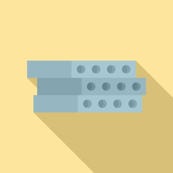 Constructie betonnen blok icoon, platte stijl — Stockvector