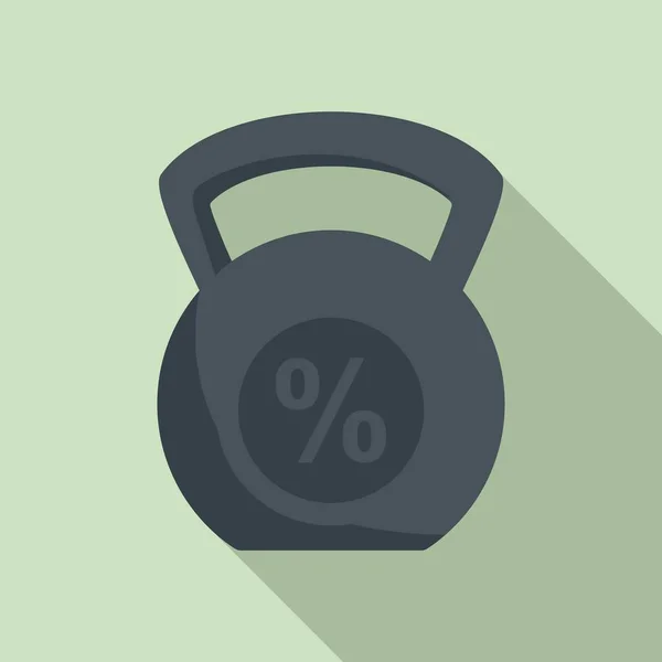 Kettlebell por ciento icono de préstamo en línea, estilo plano — Vector de stock