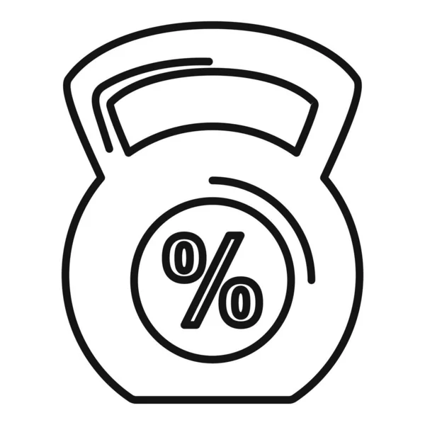 Kettlebell procenta on-line úvěr ikona, obrys styl — Stockový vektor