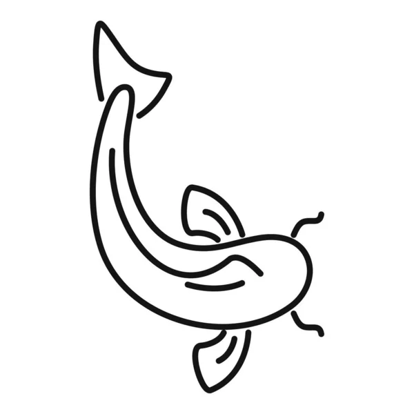 Icono de carpa koi de Japón, estilo de esquema — Archivo Imágenes Vectoriales