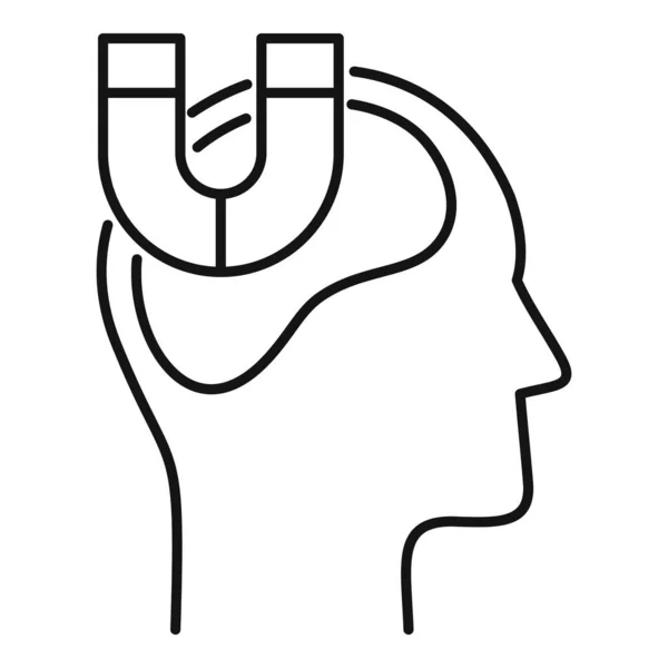 Иконка магнит нейромаркетинга, стиль контура — стоковый вектор