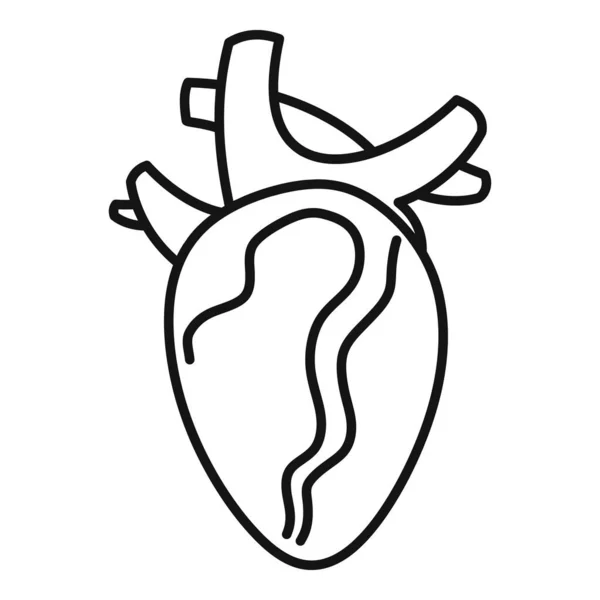 Καρδιολογία ανθρώπινη καρδιά εικονίδιο, περίγραμμα στυλ — Διανυσματικό Αρχείο
