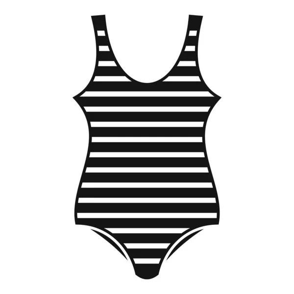 Kvinnliga randiga badkläder ikon, enkel stil — Stock vektor