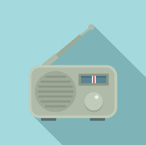 Портативный значок радио, плоский стиль