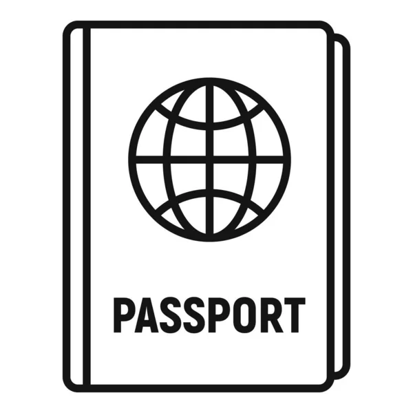 Icono de pasaporte internacional, estilo de esquema — Archivo Imágenes Vectoriales