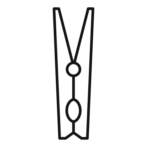 Clothes pin clip icon, outline style — Stock Vector