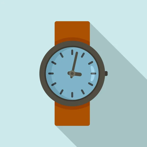 Icono de reparación de relojes de cuero, estilo plano — Vector de stock