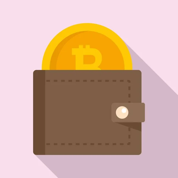 Ikona portfela cyfrowego Bitcoin, płaski — Wektor stockowy