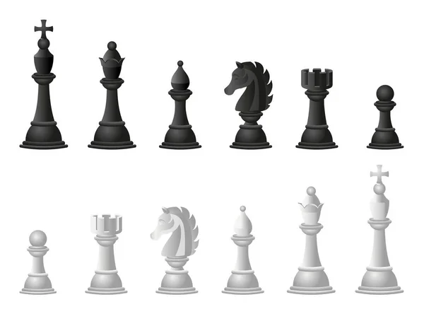 Set di icone degli scacchi, stile cartone animato — Vettoriale Stock