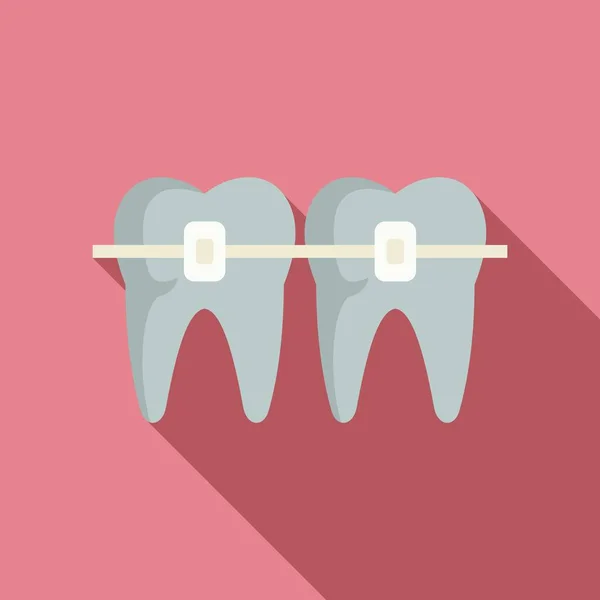 Ícone de suportes de dentes, estilo plano —  Vetores de Stock
