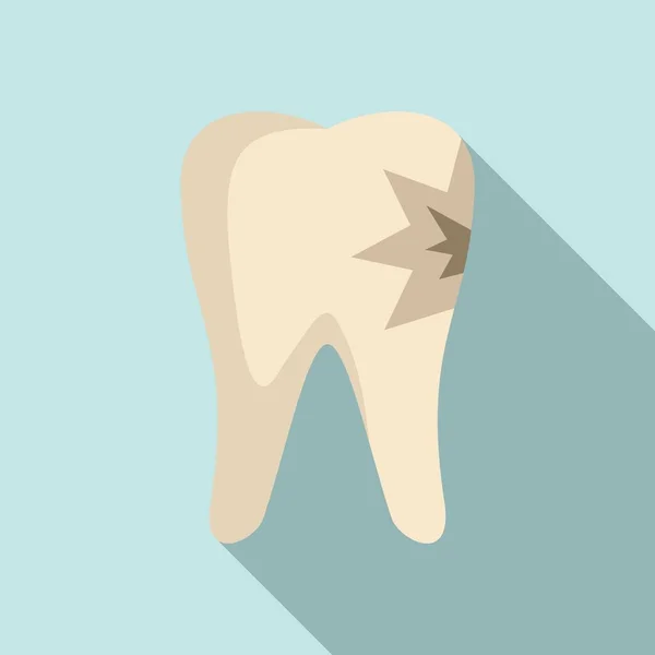 Ícone de dente rachado, estilo plano —  Vetores de Stock