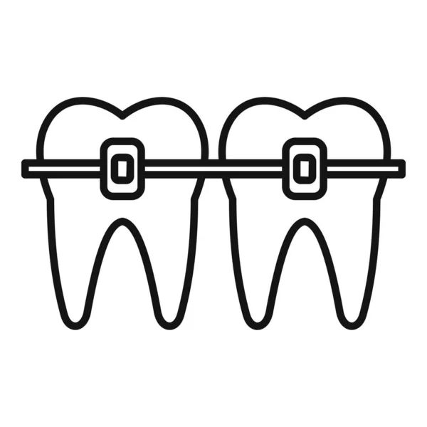 Tooth brackets icon, outline style — Stock Vector