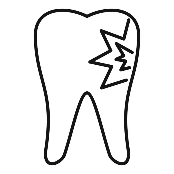 Icono de diente agrietado, estilo de contorno — Archivo Imágenes Vectoriales