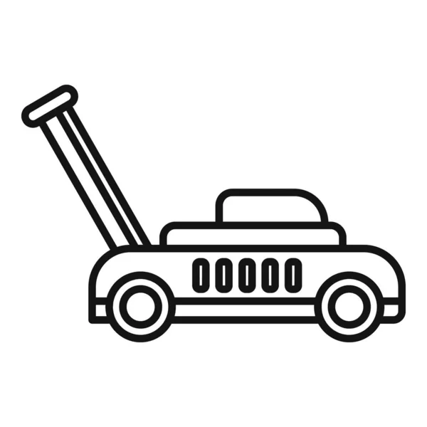 Иконка газонокосилки с бензином, стиль контура — стоковый вектор