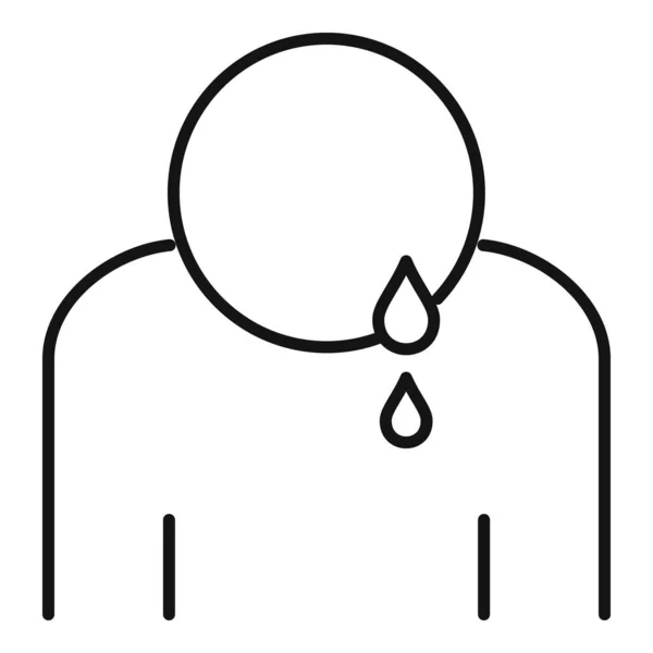 Stress slecht huilen pictogram, omtrek stijl — Stockvector