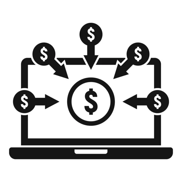 Crowdfunding laptop icoon, eenvoudige stijl — Stockvector
