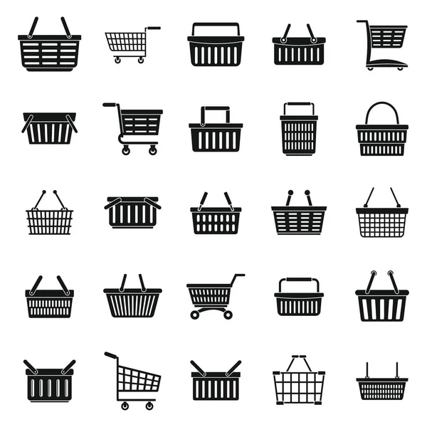 Shop cart supermarket icons set, simple style — Stock Vector