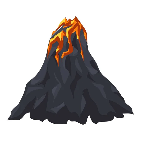 溶岩火山のアイコン、漫画のスタイル — ストックベクタ
