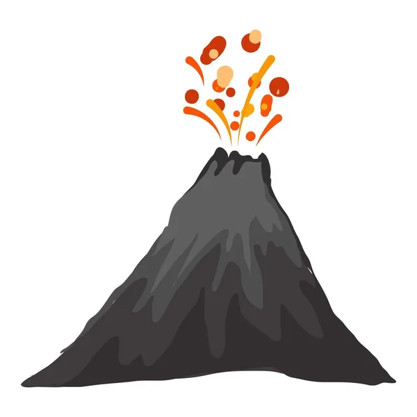 Paisaje erupción icono del volcán, estilo de dibujos animados — Archivo Imágenes Vectoriales