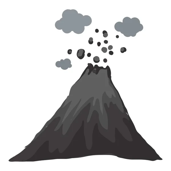 Inselausbruch Vulkan-Ikone im Cartoon-Stil — Stockvektor