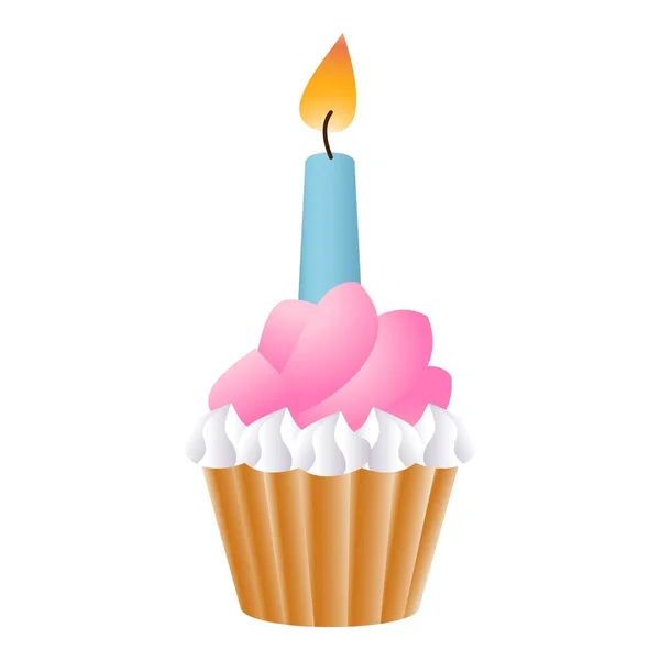 Cupcake birthday icon, cartoon style — Stock Vector