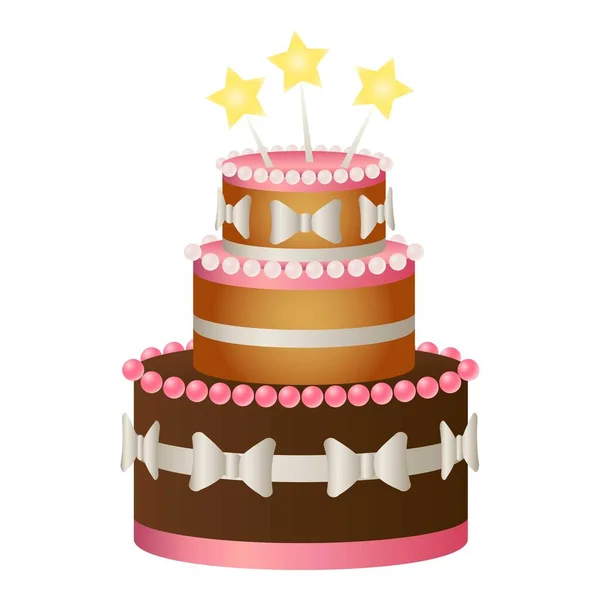 Happy birthday cake icon, cartoon style — Stock Vector