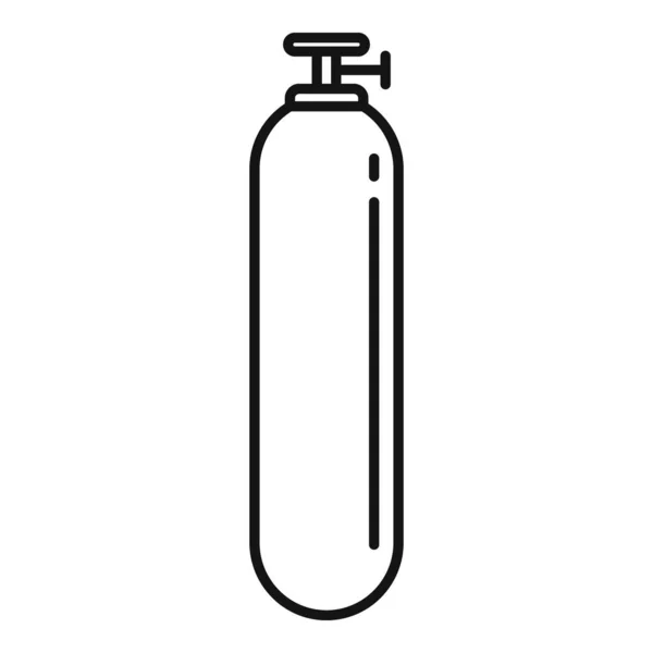 Cylindre de gaz icône oxigène, style contour — Image vectorielle