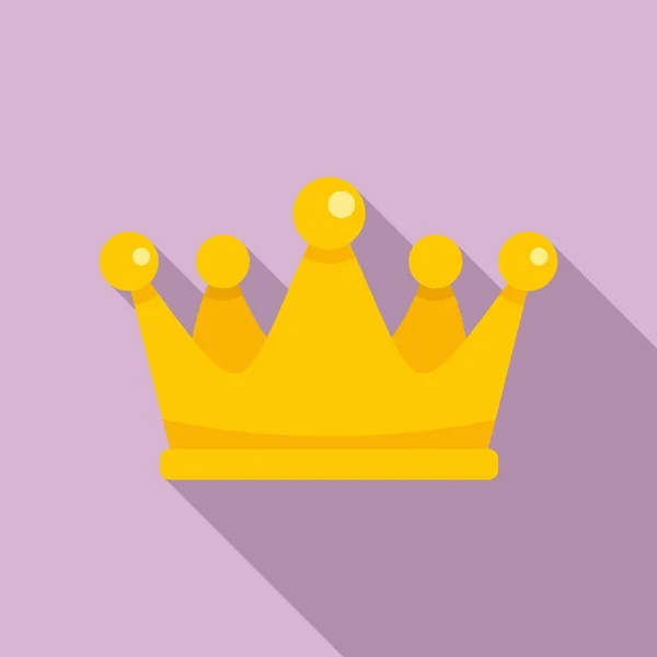 Gold crown reputation icon, flat style — Stock Vector