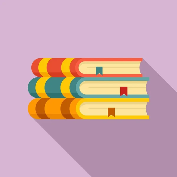 Library History book stack icon, flat style — 스톡 벡터
