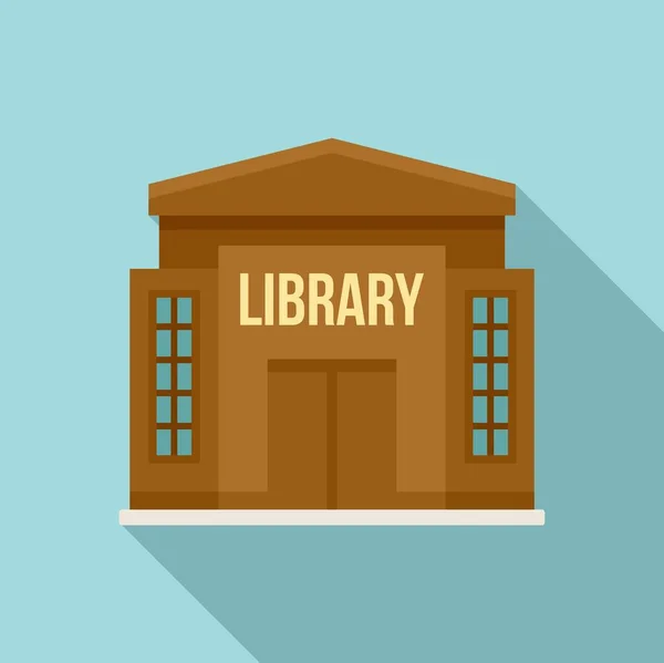 Library building icon, flat style