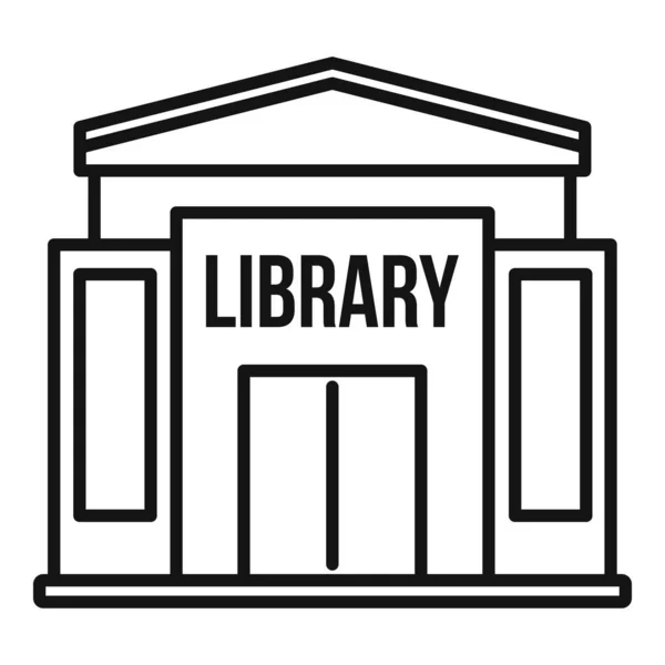 Icône du bâtiment de la bibliothèque, style contour — Image vectorielle