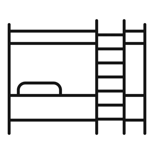 儿童房现代双层床图标,轮廓风格 — 图库矢量图片