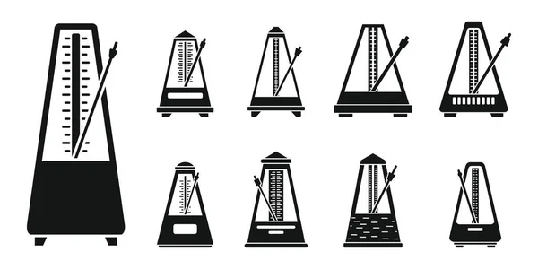 Класичний набір піктограм метронома, простий стиль — стоковий вектор