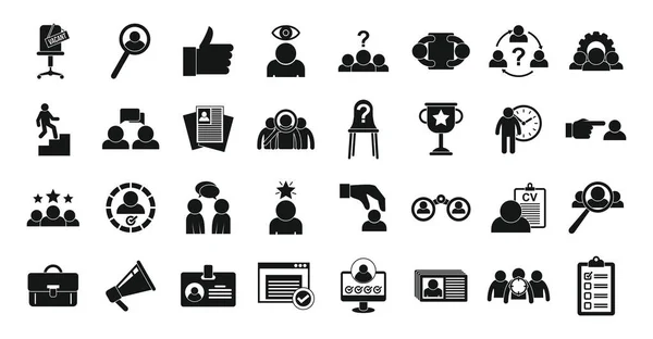 Recruiter Icons Set, einfacher Stil — Stockvektor