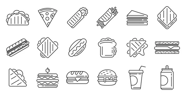 Set de iconos de barra sándwich, estilo de contorno — Vector de stock