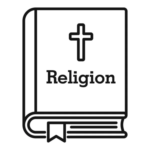 Religion book icon, outline style — Stock Vector