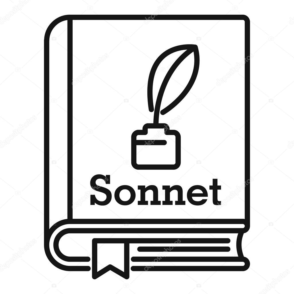 Literary sonnet book icon, outline style