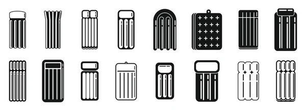 Set di icone gonfiabili in gomma per materasso, stile semplice — Vettoriale Stock