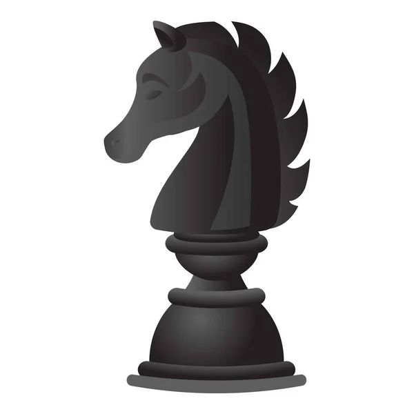 Icono de caballo de ajedrez negro, estilo de dibujos animados — Vector de stock